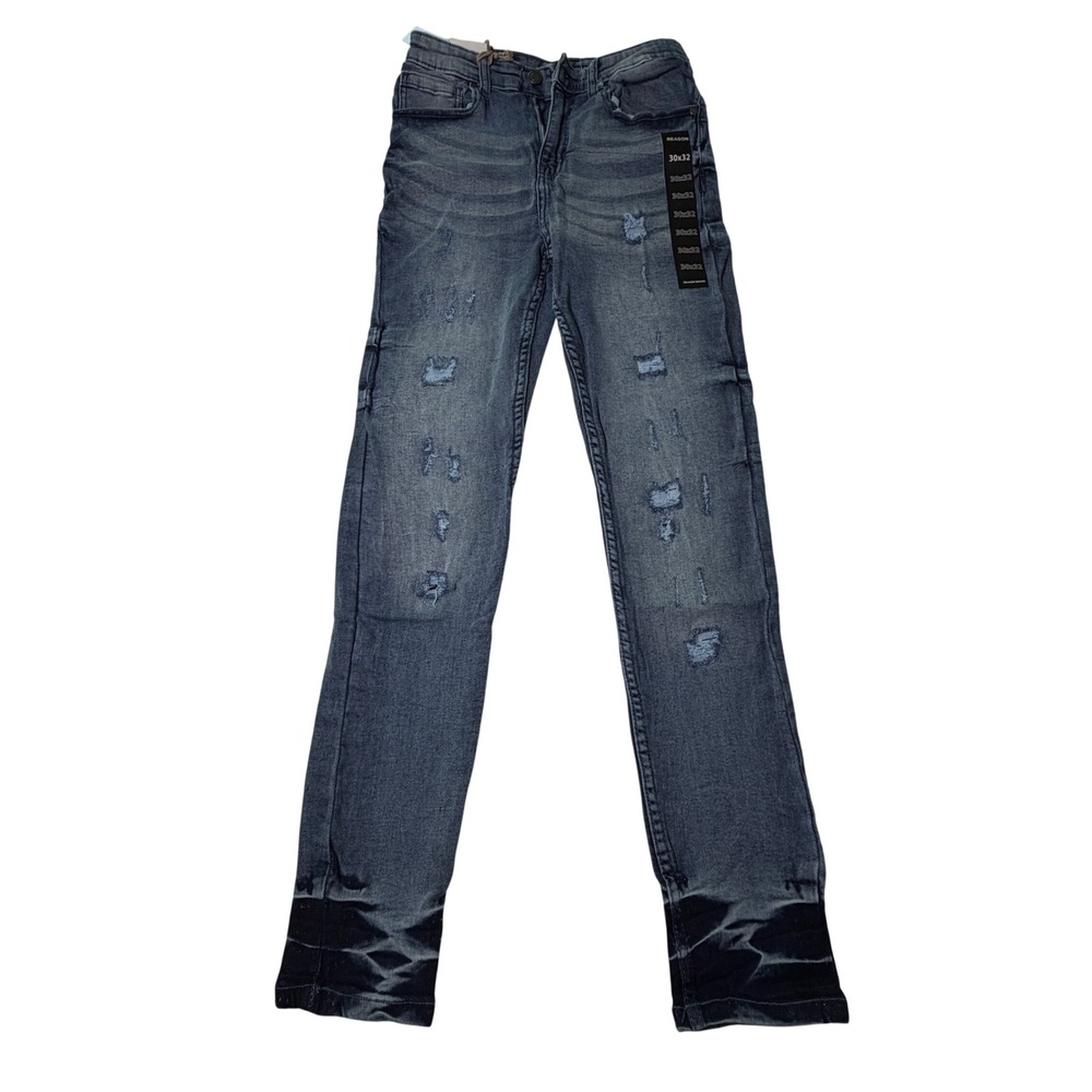 Reason Skinny Distressed Jeans Mens 30x32 Light Blue New Streetwear RR5-152